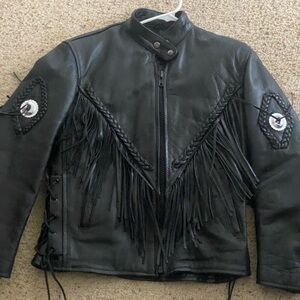 Black Leather Fringe Jacket